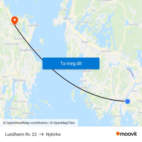 Lundheim Rv. 22 to Nykirke map