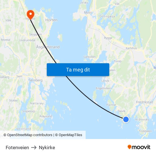 Fotenveien to Nykirke map