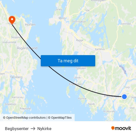 Begbysenter to Nykirke map