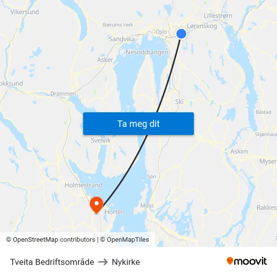 Tveita Bedriftsområde to Nykirke map