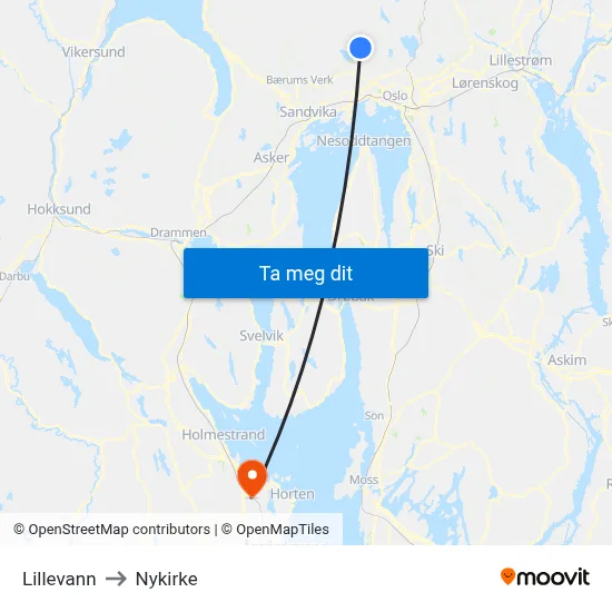 Lillevann to Nykirke map