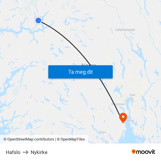 Hafslo to Nykirke map