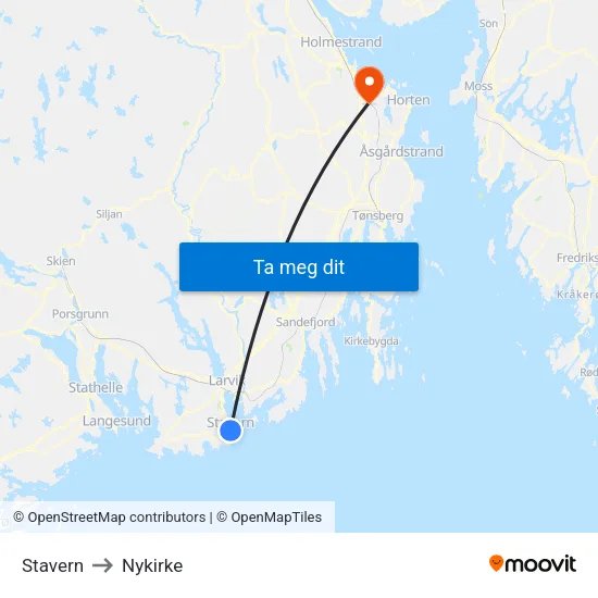 Stavern to Nykirke map