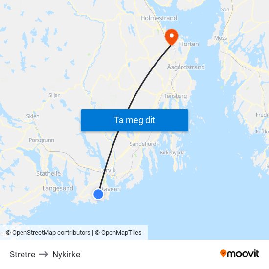 Stretre to Nykirke map