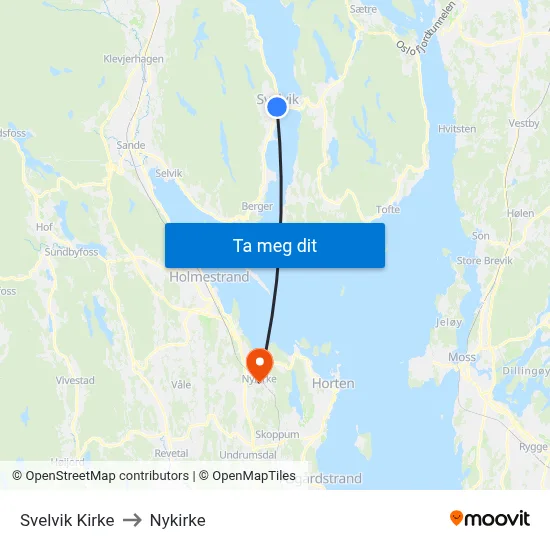 Svelvik Kirke to Nykirke map