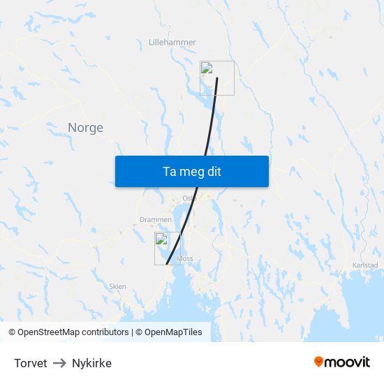 Torvet to Nykirke map
