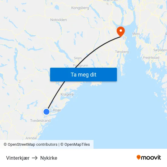 Vinterkjær to Nykirke map