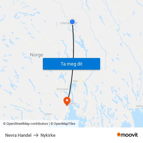 Nevra Handel to Nykirke map
