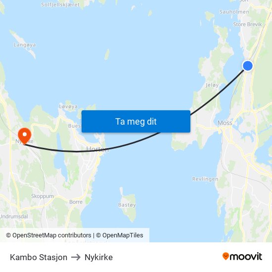 Kambo Stasjon to Nykirke map