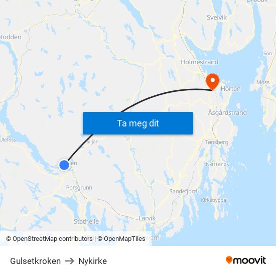 Gulsetkroken to Nykirke map
