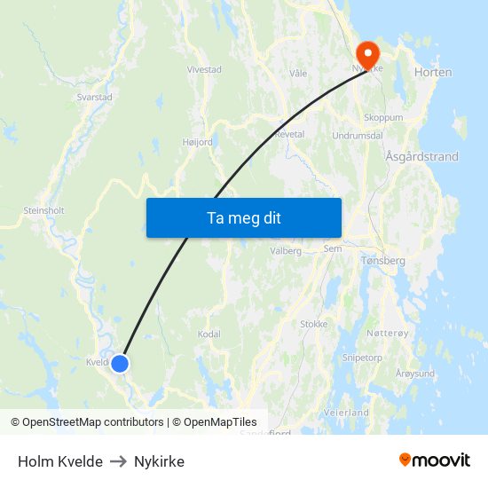 Holm Kvelde to Nykirke map