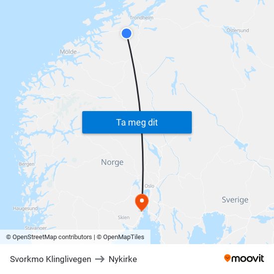 Svorkmo Klinglivegen to Nykirke map