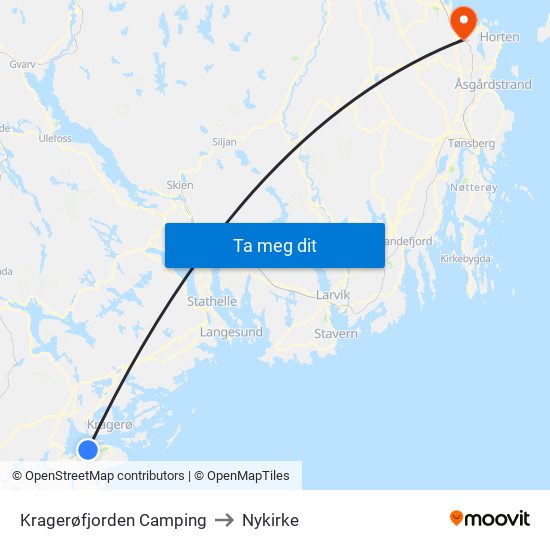 Kragerøfjorden Camping to Nykirke map