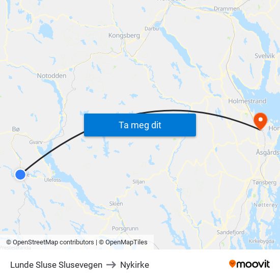 Lunde Sluse Slusevegen to Nykirke map