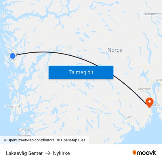 Laksevåg Senter to Nykirke map