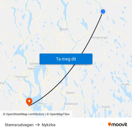 Stemsrudvegen to Nykirke map