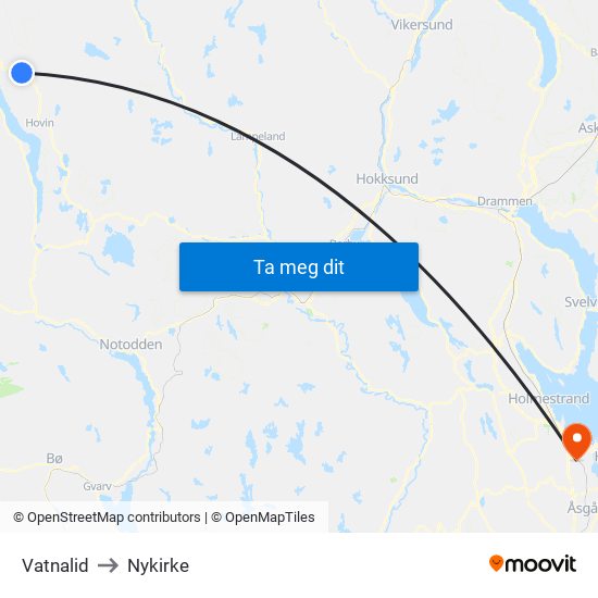 Vatnalid to Nykirke map