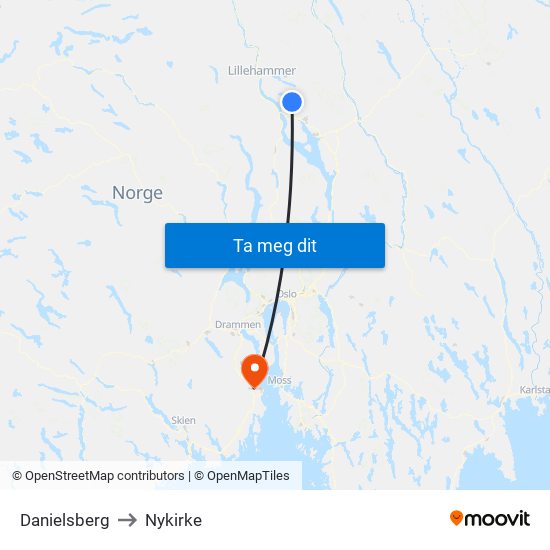 Danielsberg to Nykirke map