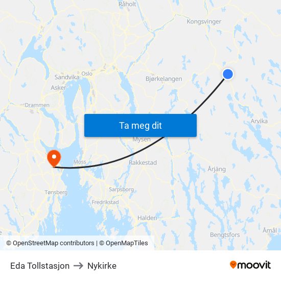 Eda Tollstasjon to Nykirke map