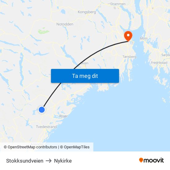Stokksundveien to Nykirke map