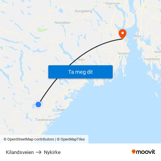 Kilandsveien to Nykirke map