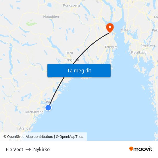 Fie Vest to Nykirke map