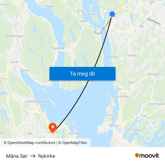 Måna Sør to Nykirke map
