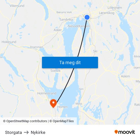 Storgata to Nykirke map