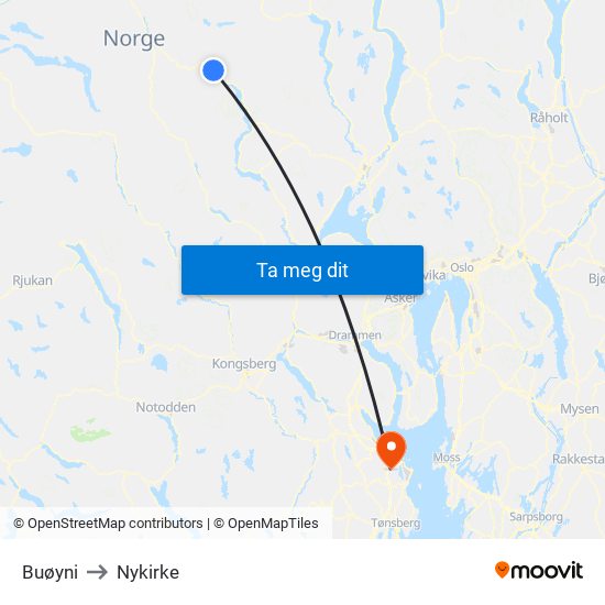 Buøyni to Nykirke map