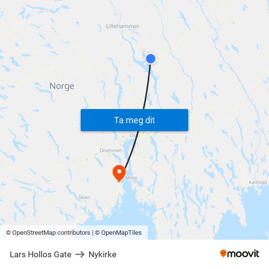 Lars Hollos Gate to Nykirke map