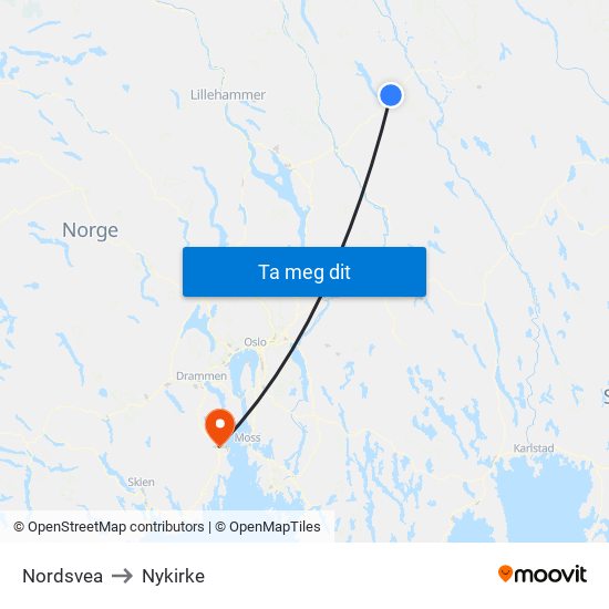 Nordsvea to Nykirke map
