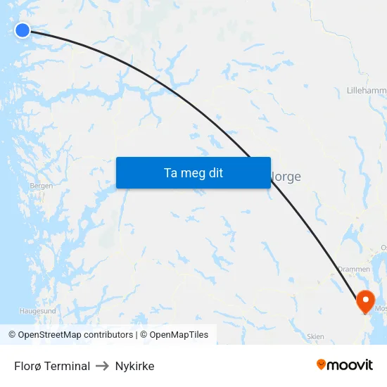 Florø Terminal to Nykirke map