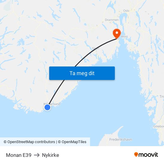 Monan E39 to Nykirke map
