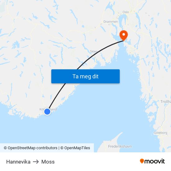 Hannevika to Moss map