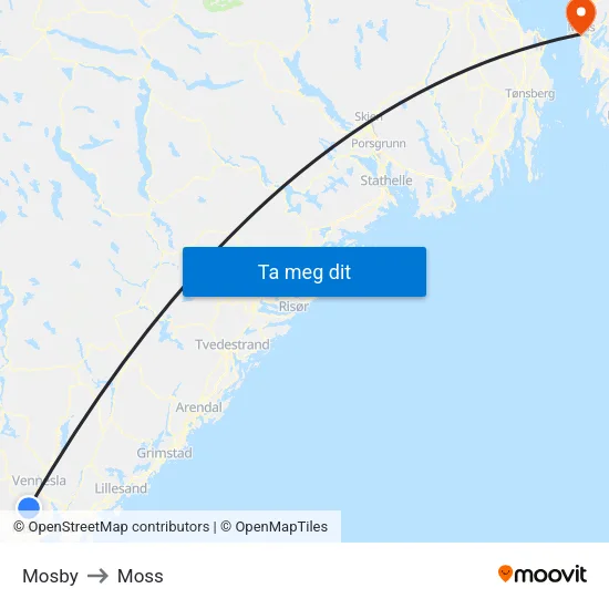 Mosby to Moss map