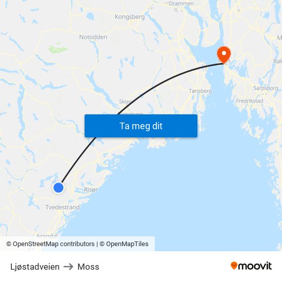 Ljøstadveien to Moss map