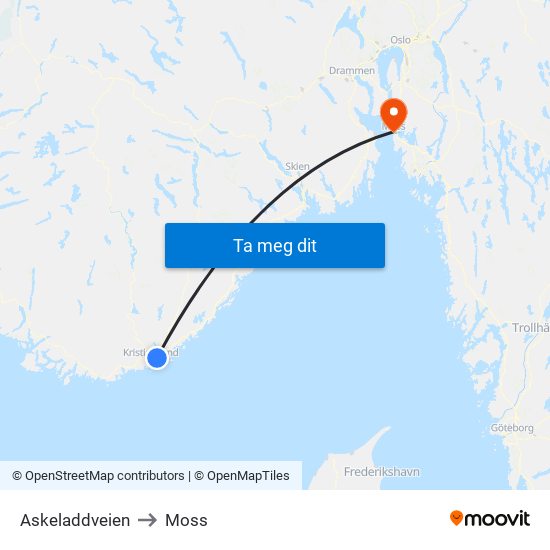 Askeladdveien to Moss map