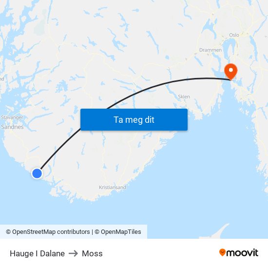 Hauge I Dalane to Moss map