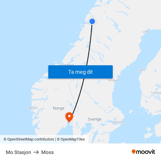 Mo Stasjon to Moss map