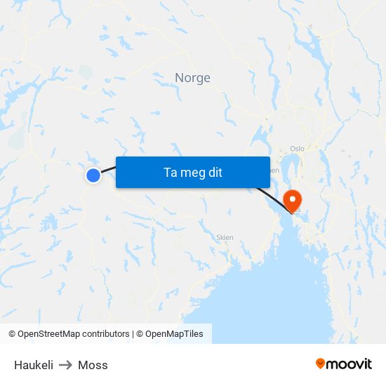 Haukeli to Moss map