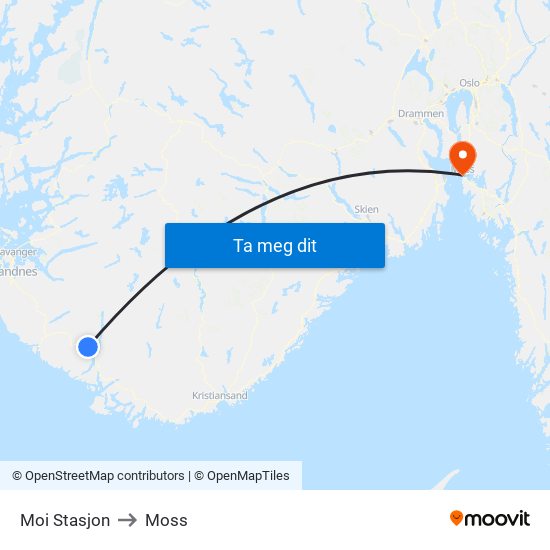 Moi Stasjon to Moss map