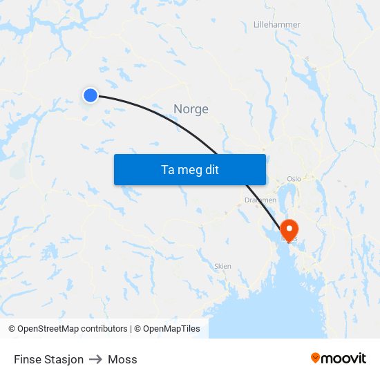 Finse Stasjon to Moss map