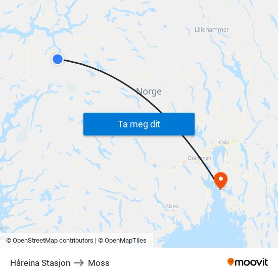 Håreina Stasjon to Moss map
