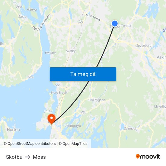 Skotbu to Moss map