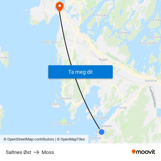 Saltnes Øst to Moss map