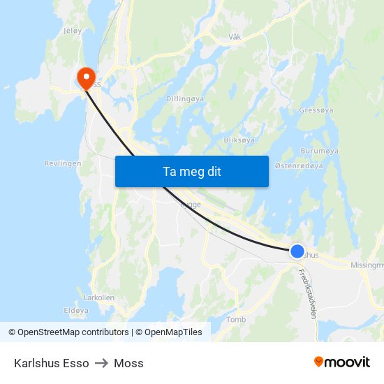Karlshus Esso to Moss map
