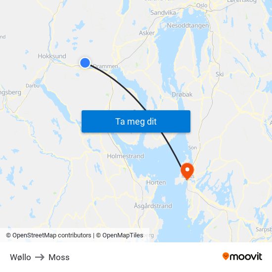 Wøllo to Moss map