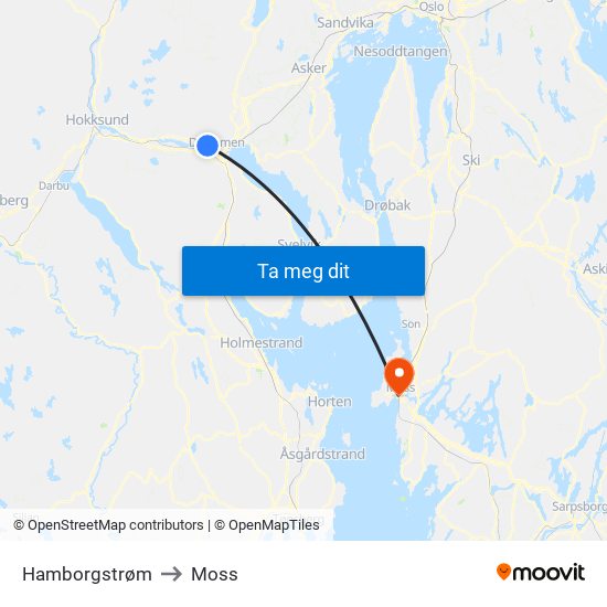 Hamborgstrøm to Moss map