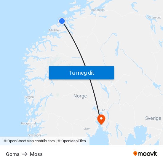 Goma to Moss map