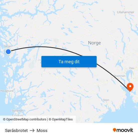 Søråsbrotet to Moss map